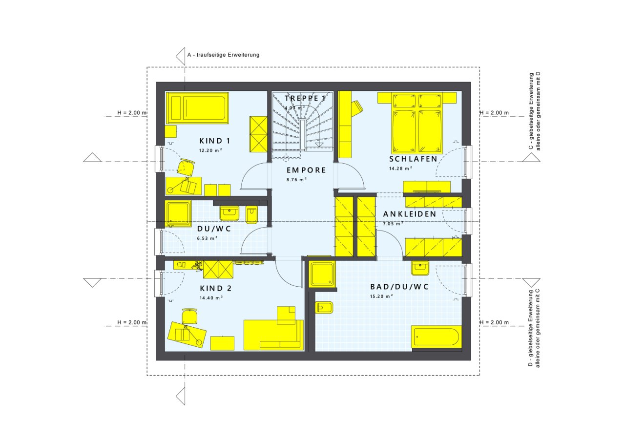 Cleverer Familiengrundriss - Grundriss Dachgeschoss Cleverer Familiengrundriss - Grundriss Dachgeschoss