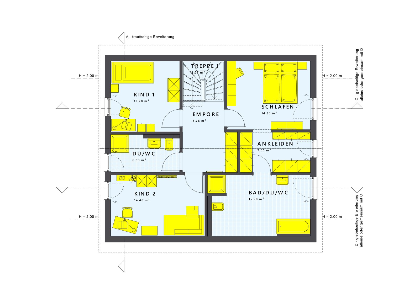 Cleverer Familiengrundriss - Grundriss Dachgeschoss