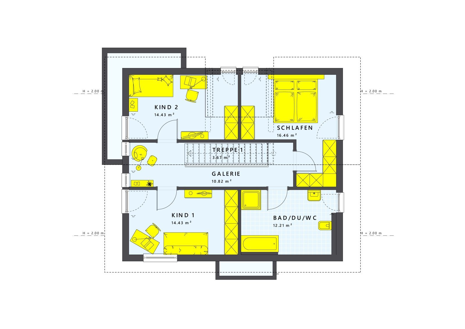 Grundriss Obergeschoss zu Haus mit Übereckerker u. traufseitigem Eingang Grundriss Obergeschoss zu Haus mit Übereckerker u. traufseitigem Eingang